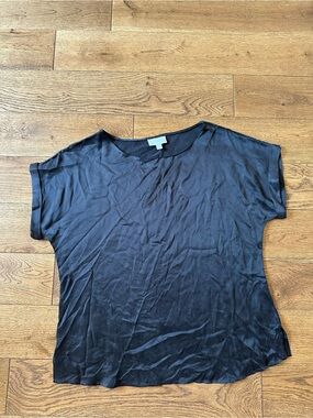 PURE collection 100% Silk Black Short Sleeve Top Sz 8/10 US